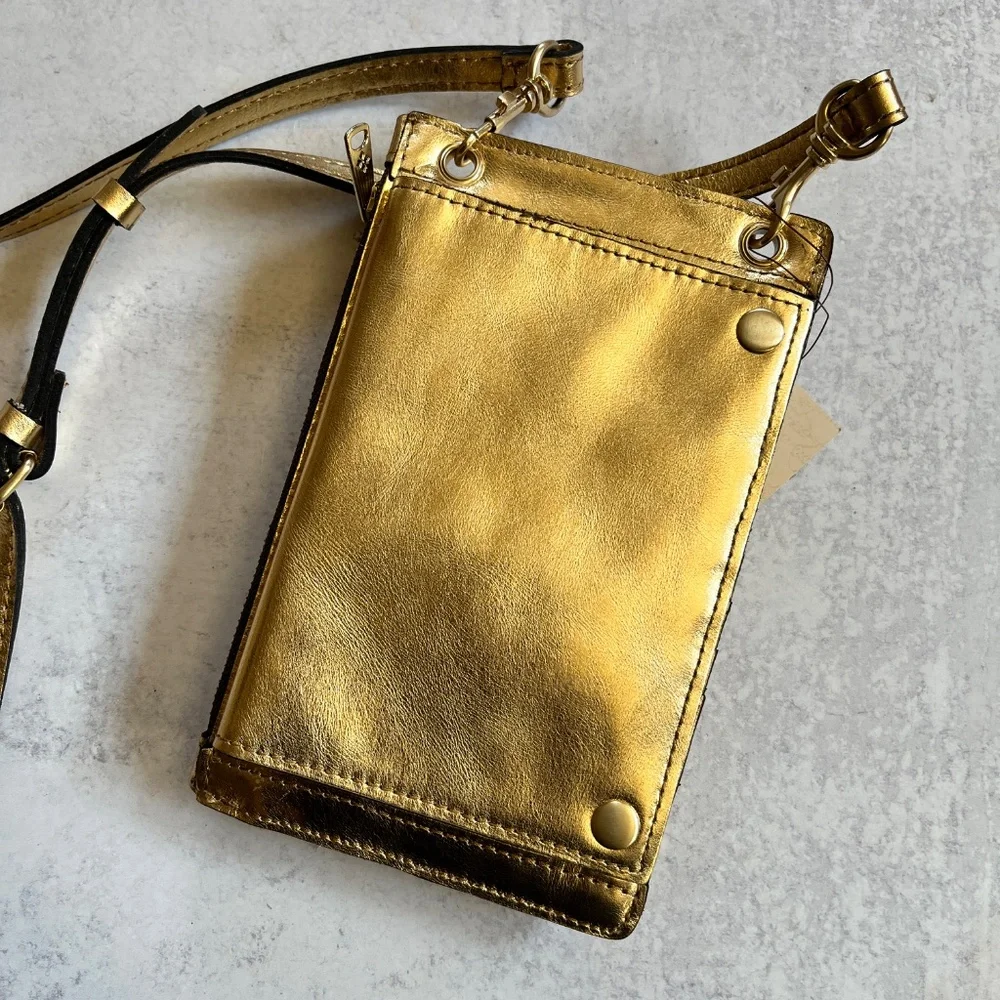 Patricia Nash Chiavella Phone Crossbody Leather Bag in Greek Gold RFID Security - Picture 7 of 12